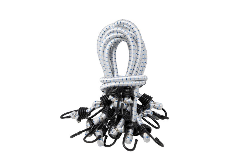 Kotap VBC-24WHT Heavy Duty Durable Multi-Use Bungee Cords with Hooks, 24-Inch, White (10-Pack) - Image 1